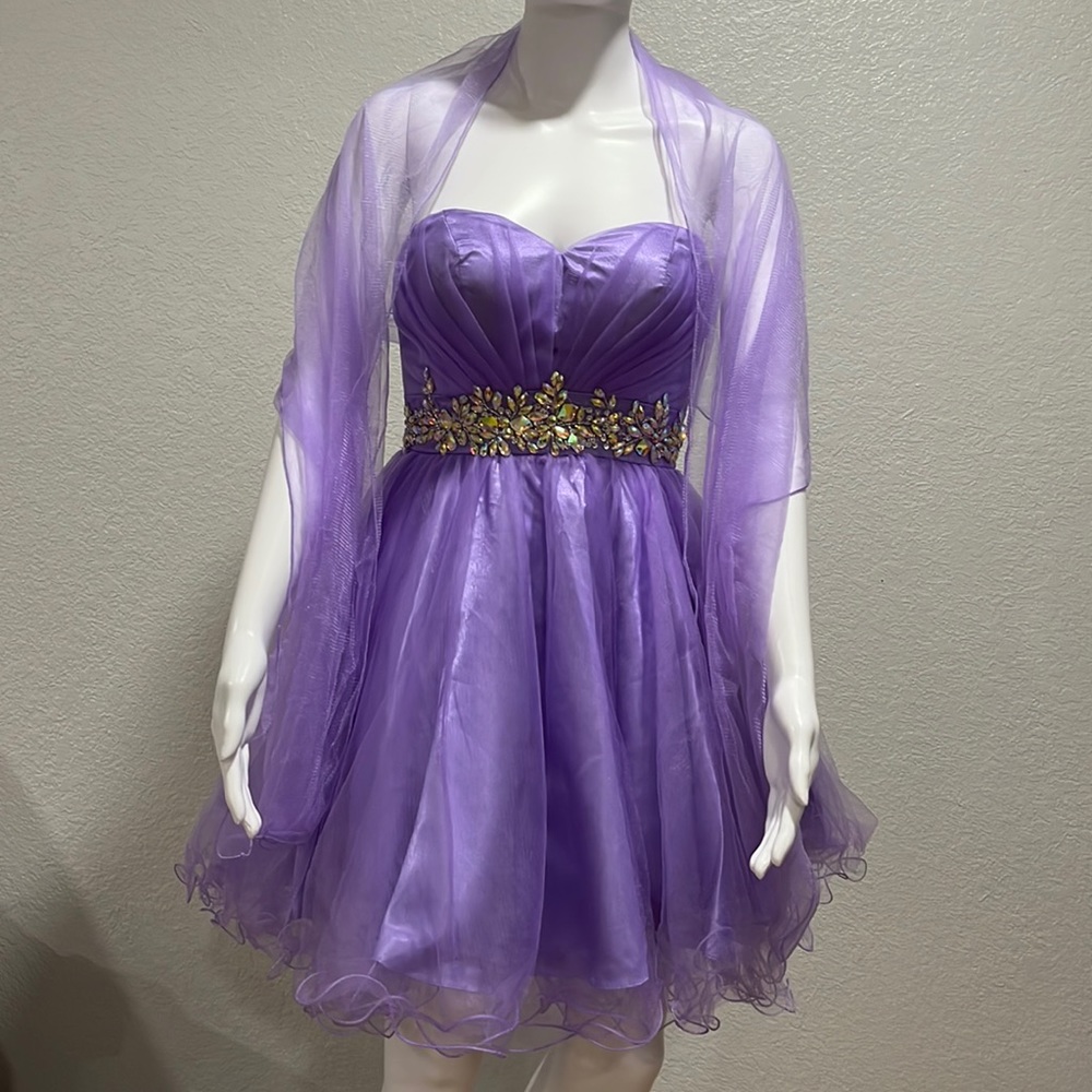 Short Purple Formal Prom Dress